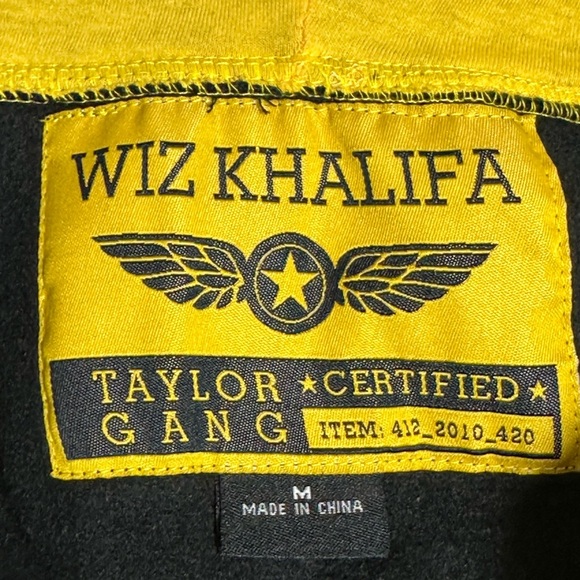 Wiz Khalifa Taylor Gang Black Yellow Embroidered Varsity Zip Up Hoodie Medium - Picture 2 of 12